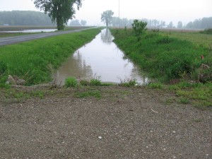 Water in the ditch looking south.